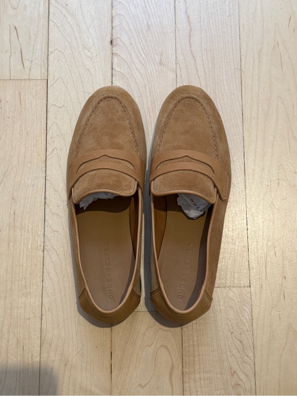 Duke + Dexter Tan Suede Penny Loafers for Men